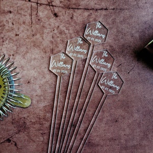 Drink Stirrers Wedding Personalized, Acrylic Cocktail Stir Sticks, Swizzle Sticks, Custom Drink Topper, Charm