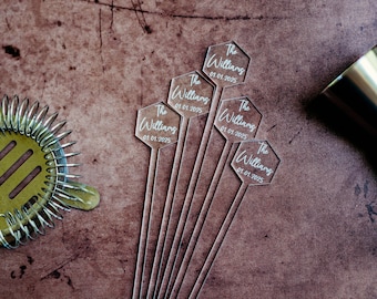 Drink Stirrers Wedding Personalized, Acrylic Cocktail Stir Sticks, Swizzle Sticks, Custom Drink Topper, Charm