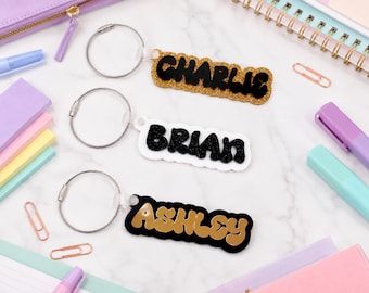 Backpack Name Tag, Custom Acrylic Keychain with Color Options