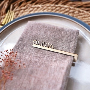 Personalized Napkin Pin- Wedding Name Tags & Birthday Acrylic Name Plate Tags - Custom Wooden Names for Special Occasions