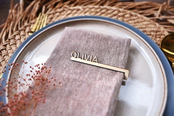 Personalized Napkin Rings Birch Wood : Wedding Name Place Cards