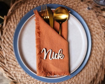 Personalized Wedding Place Cards, Holiday Name Tag, Wooden Thanksgiving Guest Setting