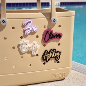 Bogg Bag Charm: Custom Beach Bag Tag, Personalized Acrylic Tote Accessories & Family Name ID Plate