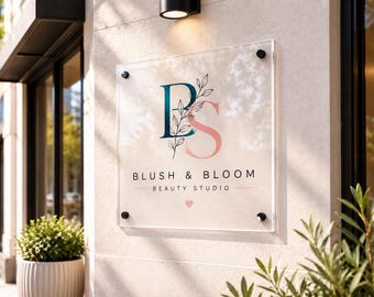 Custom Acrylic Sign with UV Printed Logo, Square Wall Decor for Office