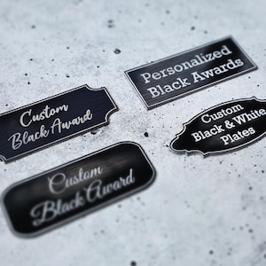 black custom plaque name plate engraved flexibrass adhesive weatherproof engraved plate metal name plate engraved plaque custom brass name plate Personalized plaque engraved label award label trophy plates plaques ID plates labels interior signage