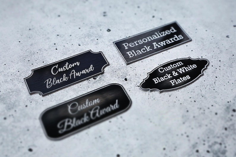 black custom plaque name plate engraved flexibrass adhesive weatherproof engraved plate metal name plate engraved plaque custom brass name plate Personalized plaque engraved label award label trophy plates plaques ID plates labels interior signage