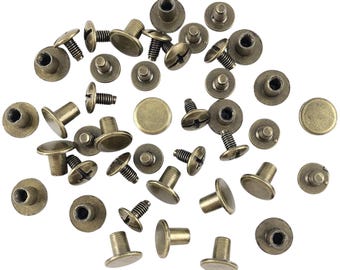 Bronze Chicago Screws: Flat Head Metal Rivets for Leather Crafting