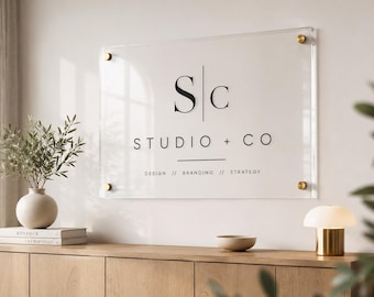 Custom Logo Sign, Clear Acrylic Wall for Business Branding