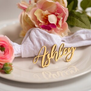 gold wood wedding name tags
name tags
wood name card
name place cards
name cards wedding
name place setting
wooden names
wedding place cards
bachelorette party
wedding favors 
wedding decor 
name plate laser cut names
