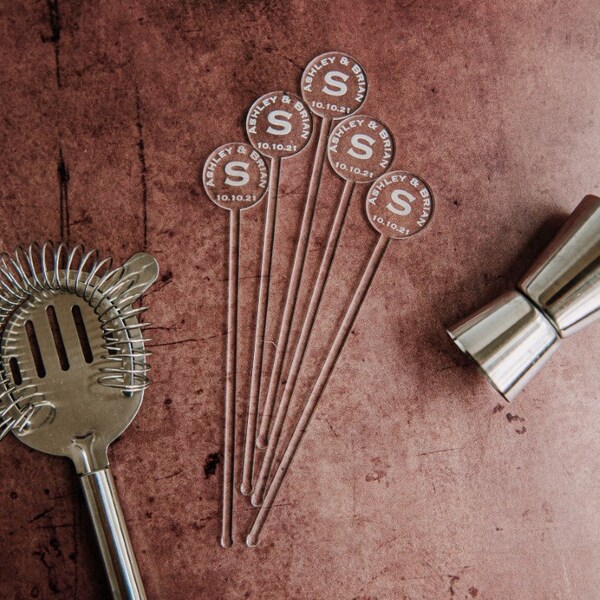 Handmade Custom Mushroom Glass Swizzle Cocktail Stir Sticks – 5 Pieces, 4.5 Inch, Multi-Color, GA828