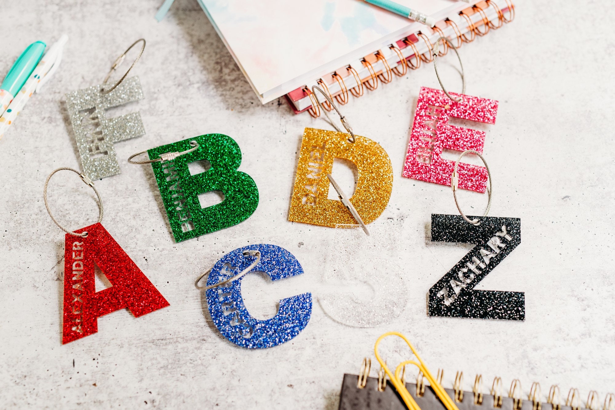 Personalised Alphabet Bag Tag, Letter Kids Name, Large Premium Luggage Tag,  Laser Cut Pastel Acrylic, Bag Tag Preschool School Bag 