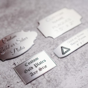 silver custom plaque name plate engraved flexibrass adhesive weatherproof engraved plate metal name plate engraved plaque custom brass name plate Personalized plaque engraved label award label trophy plates plaques ID plates labels interior signage