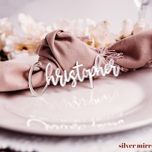 silver acrylic wedding name tags
name tags
wood name card
name place cards
name cards wedding
name place setting
wooden names
wedding place cards
bachelorette party favors  decor birthday rehersal dinner bridal shower
name plate laser cut names