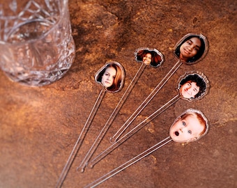 Agitateurs de boisson photo visage Bâtonnets acryliques personnalisés en acrylique pour cocktails