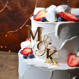Custom Acrylic Monogram Cake Topper, Personalized Initials Wedding Topper, Modern Acrylic Name Plate for Birthday, Anniversary