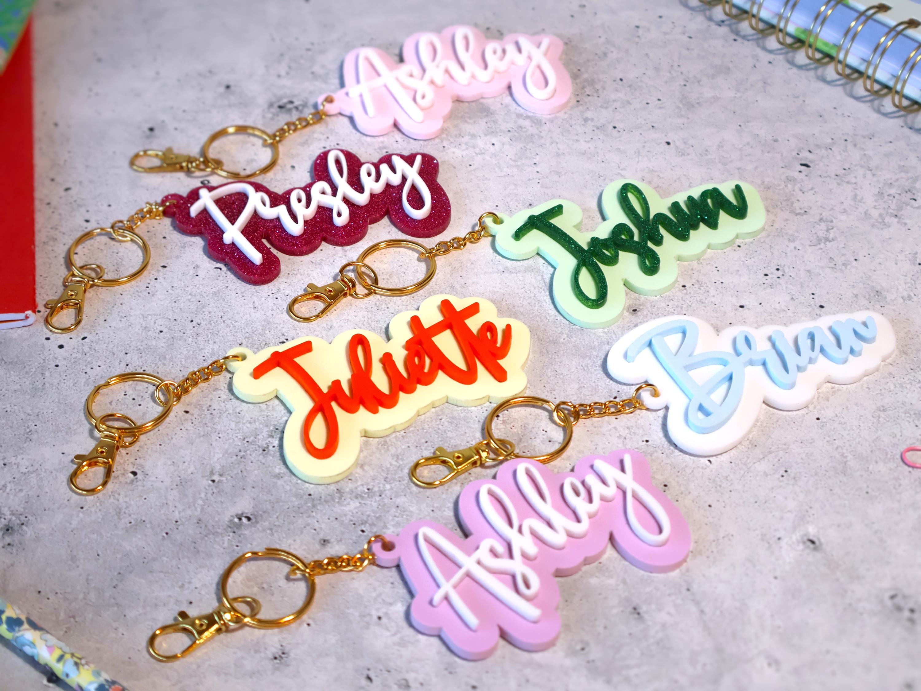 Acrylic Keychain Personalized, Back To School, Custom Name Charm, School Tag, Backpack, Diaper Bag Tag, Lunchbox Accessories, School Bag