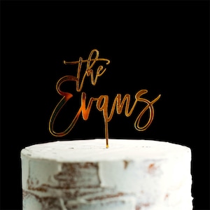 Personalized Wedding Cake Topper – Custom Last Name Acrylic Topper – Modern Cake Decor for Wedding or Birthday