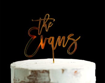 Personalized Wedding Cake Topper: Custom Name Acrylic or Wood