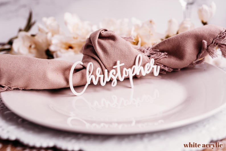 white acrylic name tags place cards wooden names name place cards laser cut names name tags for wedding wood name card wedding name tags wedding place cards
bachelorette party
wedding favors 
wedding decor 
name plate