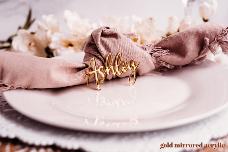 gold acrylic wedding name tags
name tags
wood name card
name place cards
name cards wedding
name place setting
wooden names
wedding place cards
bachelorette party favors  decor birthday rehersal dinner bridal shower
name plate laser cut names