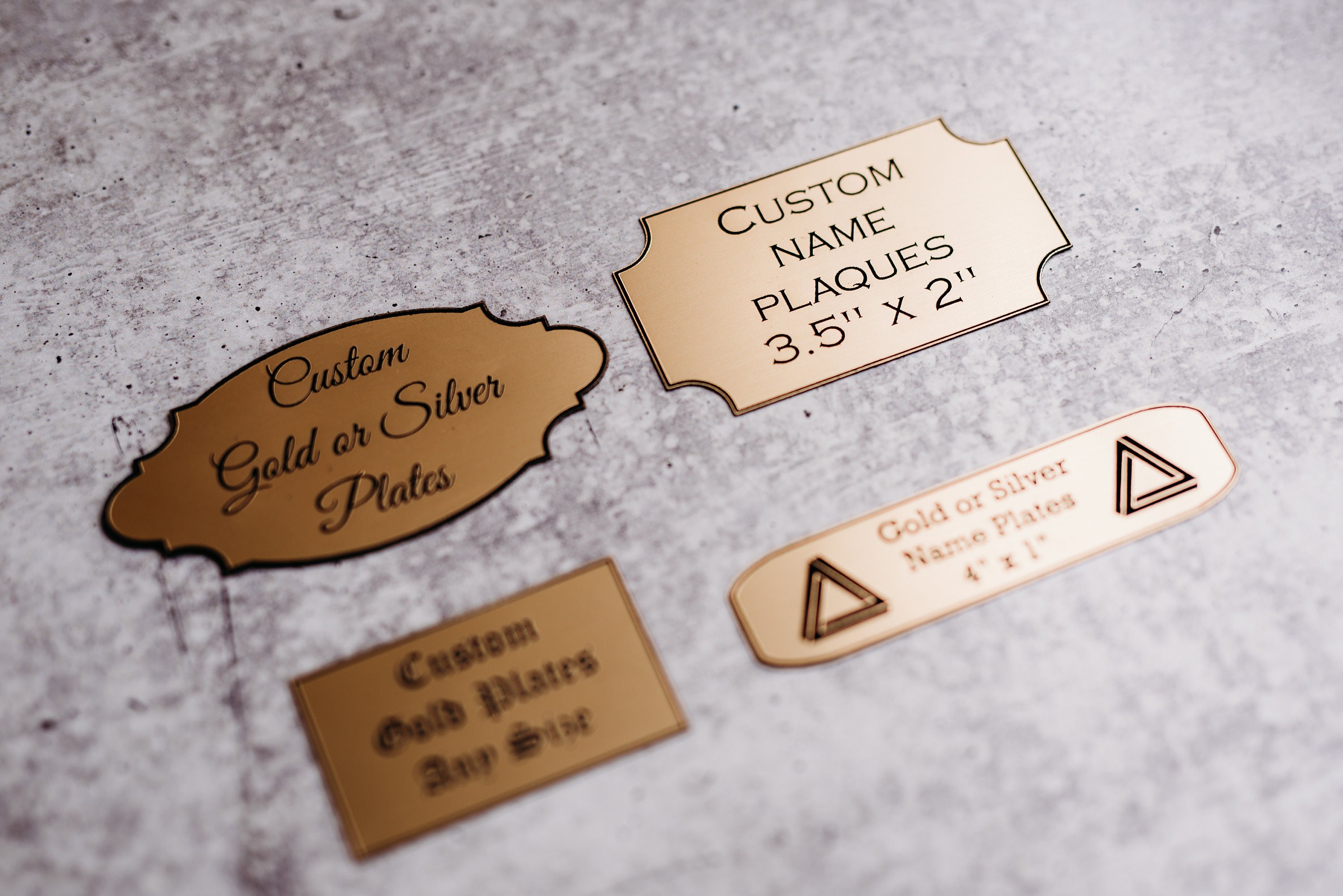 Customizable Bronze Name Tags - Up to 4x 2, PlaqueMaker