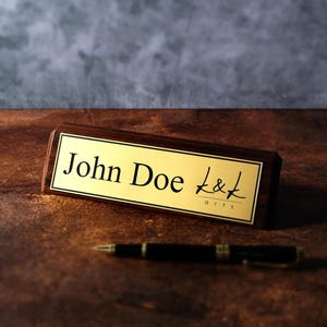Desk Name Plate, Custom Tabletop Sign, Personalized Wood office plaque, Company Logo Name Plate, Engraved Executive Plate