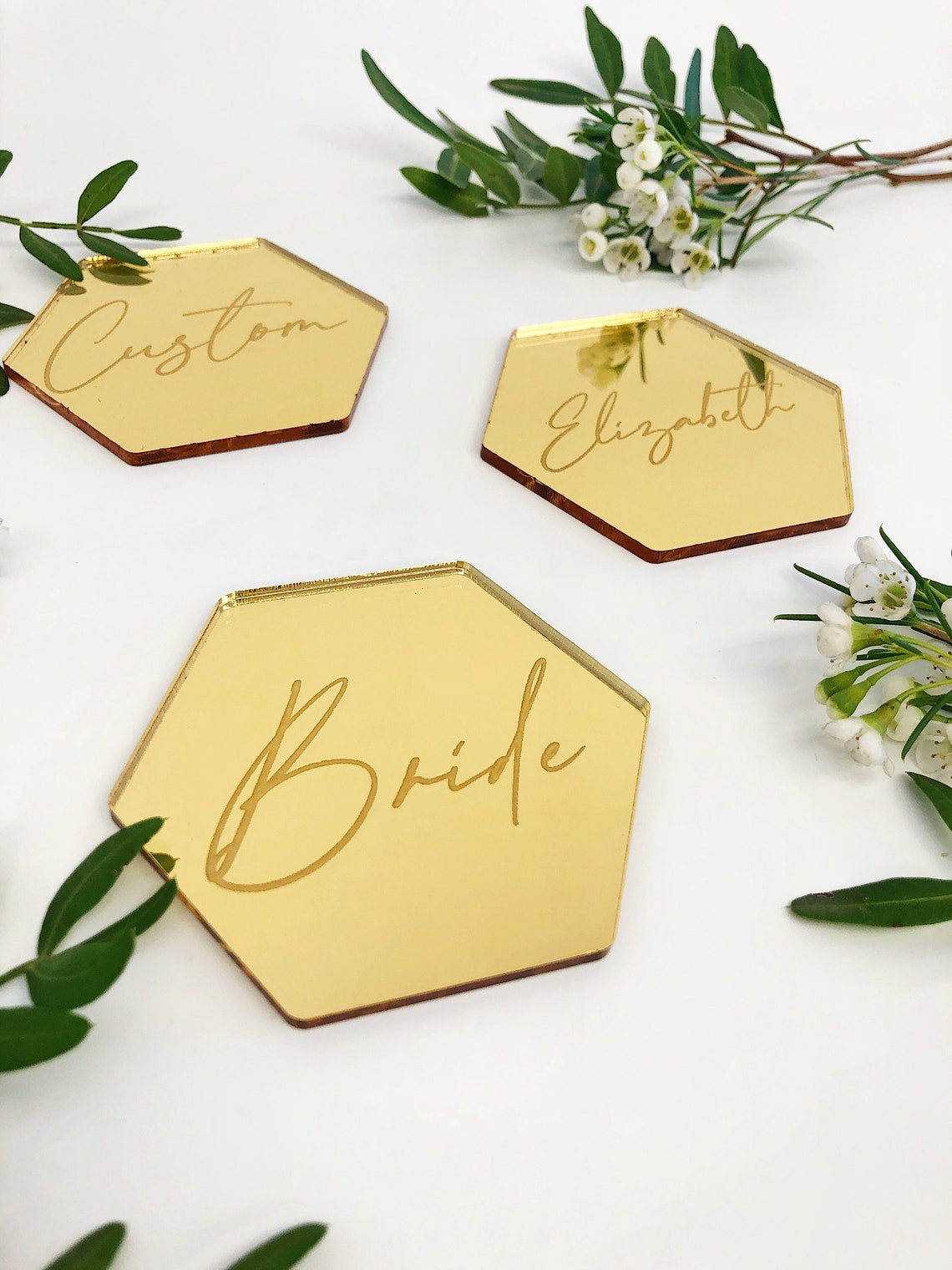 Birthday Wedding Hexagon Acrylic Name Tags Wedding Table Etsy