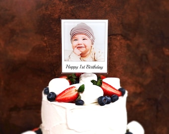 Birthday Cake Topper Photo Custom Acrylic With Picture Name Dessert Sign Charm Printed Couples