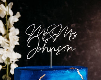 Wedding Cake Topper Personalized, Birthday Acrylic Cake Toppers, Modern Custom Cake, Last Name Cake Decor