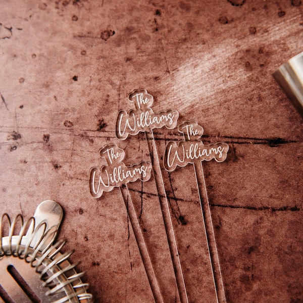 Agitadores de bebidas personalizados para bodas: Palitos de cóctel acrílicos personalizados