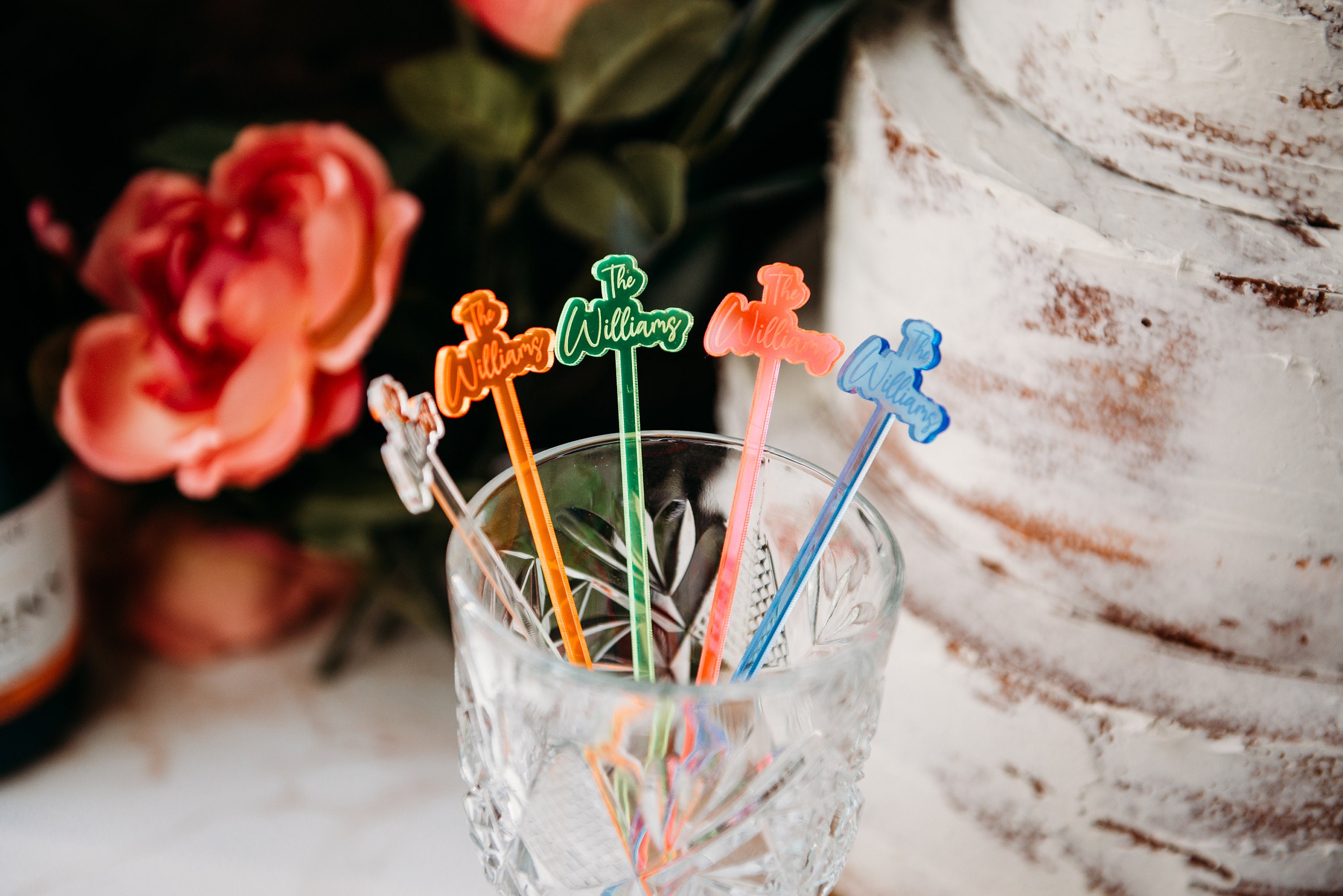 Custom Personalized Stirrer, Stirrer Birthday, Wedding Drink Charms, Drink Names, Cocktail Tags, Couple Names, Party Neon Acrylic Stirrer
