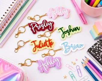 Backpack Name Tag, Custom Acrylic Keychain for Back to School