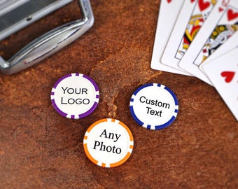 Custom Text Poker Chips, Personalized Casino Tokens, Wedding or Party Favors, Golf Marker