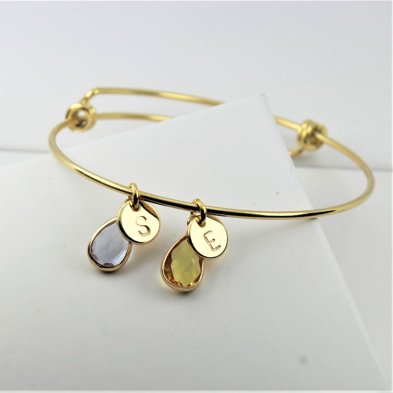 Personalized Bracelet Gift for her Familiy tree Bracelet Grandma Gift Personalized Initial and Birthstone bangle Mum Bracelet