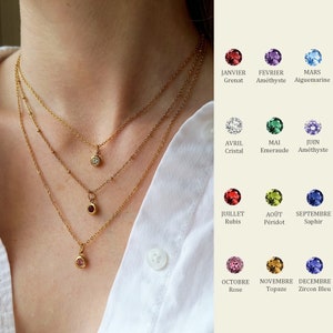 Collier Pierre de Naissance | Collier Personnalisé | Collier femme  minimaliste | Cadeau anniversaire | Cadeau naissance | Cadeau Noël
