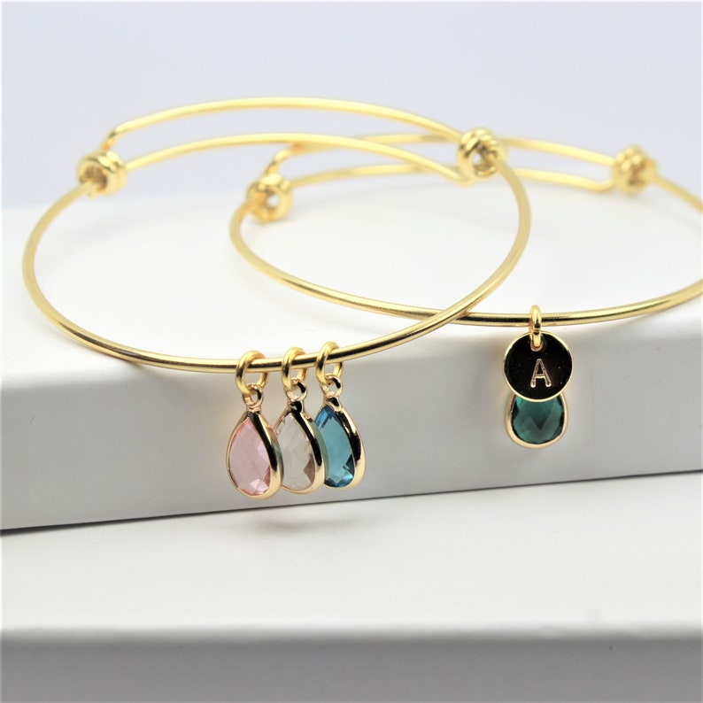 Personalized Bracelet Gift for her Familiy tree Bracelet Grandma Gift Personalized Initial and Birthstone bangle Mum Bracelet
