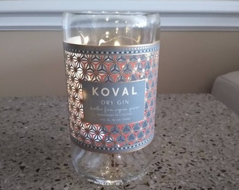 Koval Gin Candle, 750ml Upcycled Bottle, choose your own scent, Hostess Gift