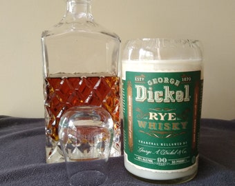 George Dickel Rye Whisky Bottle Candle,  Whiskey and Jazz Scent, Gift for Him, Rye Gift, Whiskey Gift