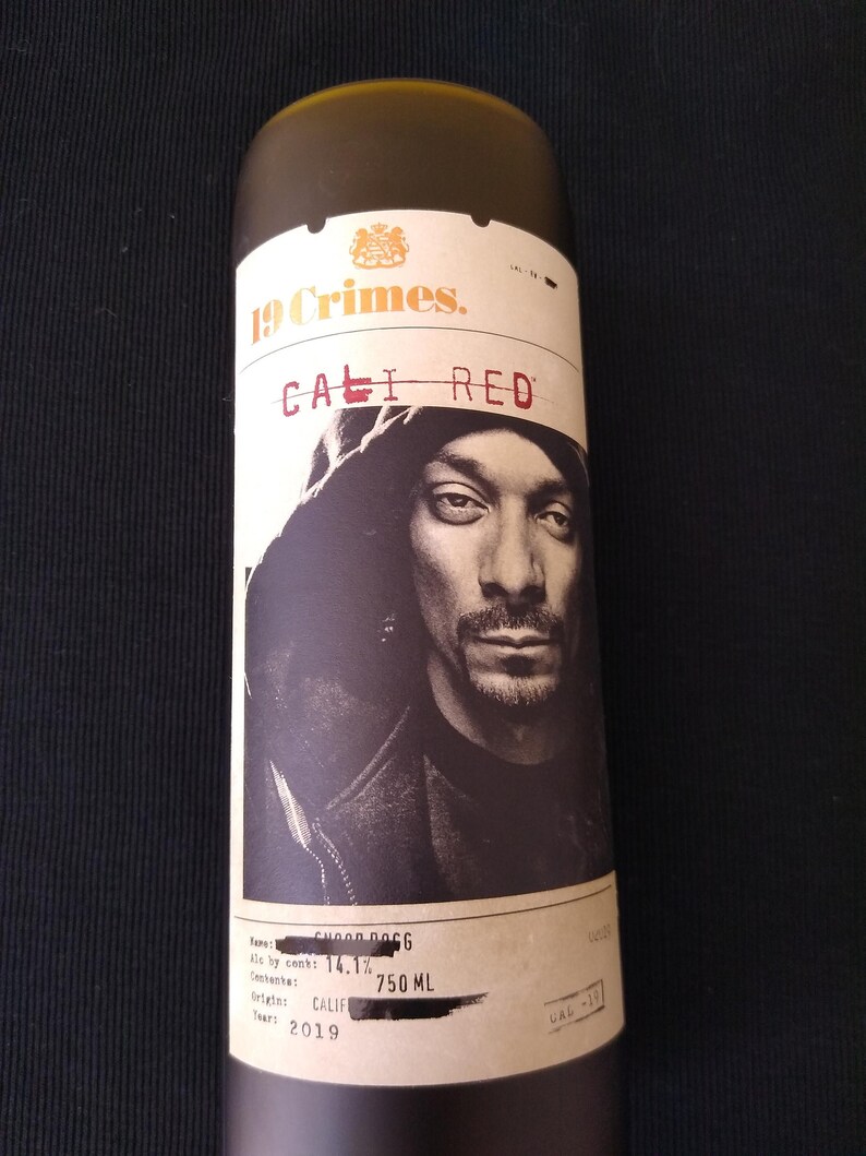 Wine Bottle Candle 19 Crimes Snoop Dogg Cali Red a living