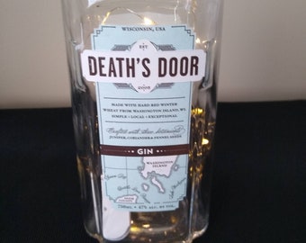 Death's Door Gin, custom scented candle or vase, Washington Island WI, Gift for Dad, Pencil Holder