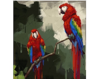 Red Macaw Bird Wall Art Painting Print