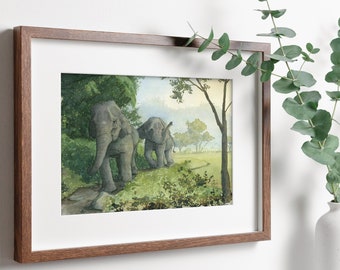 Elephant Wall Art Watercolor Painting Prints