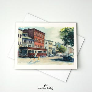 Conjunto de cartões de visita aquarela Washington D.C. Georgetown, papelaria em branco, cartões de agradecimento