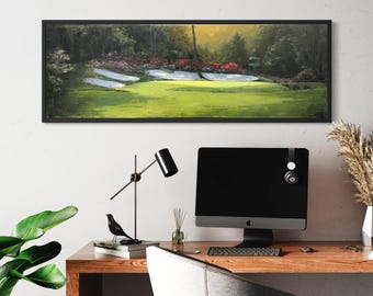 Lámina del hoyo 13 del Augusta National / Lienzo decorativo Masters Azalea / Decoración de pared de golf / Regalos de golf para él /