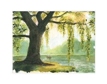 Stampa artistica ad acquerello di Willow Tree Wall Art
