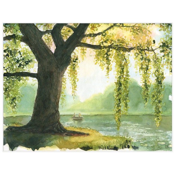 Willow Tree Wall Art Watercolor Painting Print