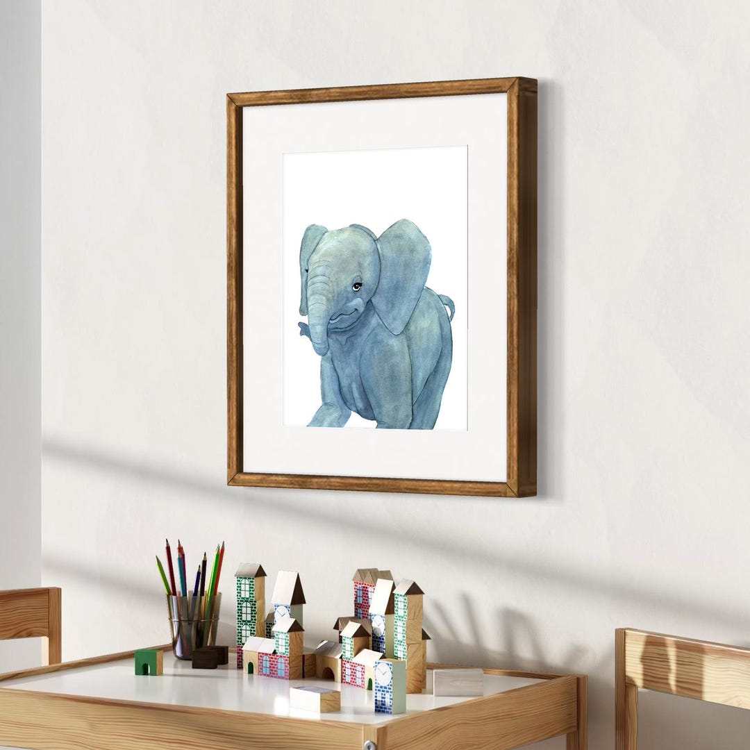 Elephant Nursery Wall Art – Watercolor Baby Zoo Animal Print, Safari ...