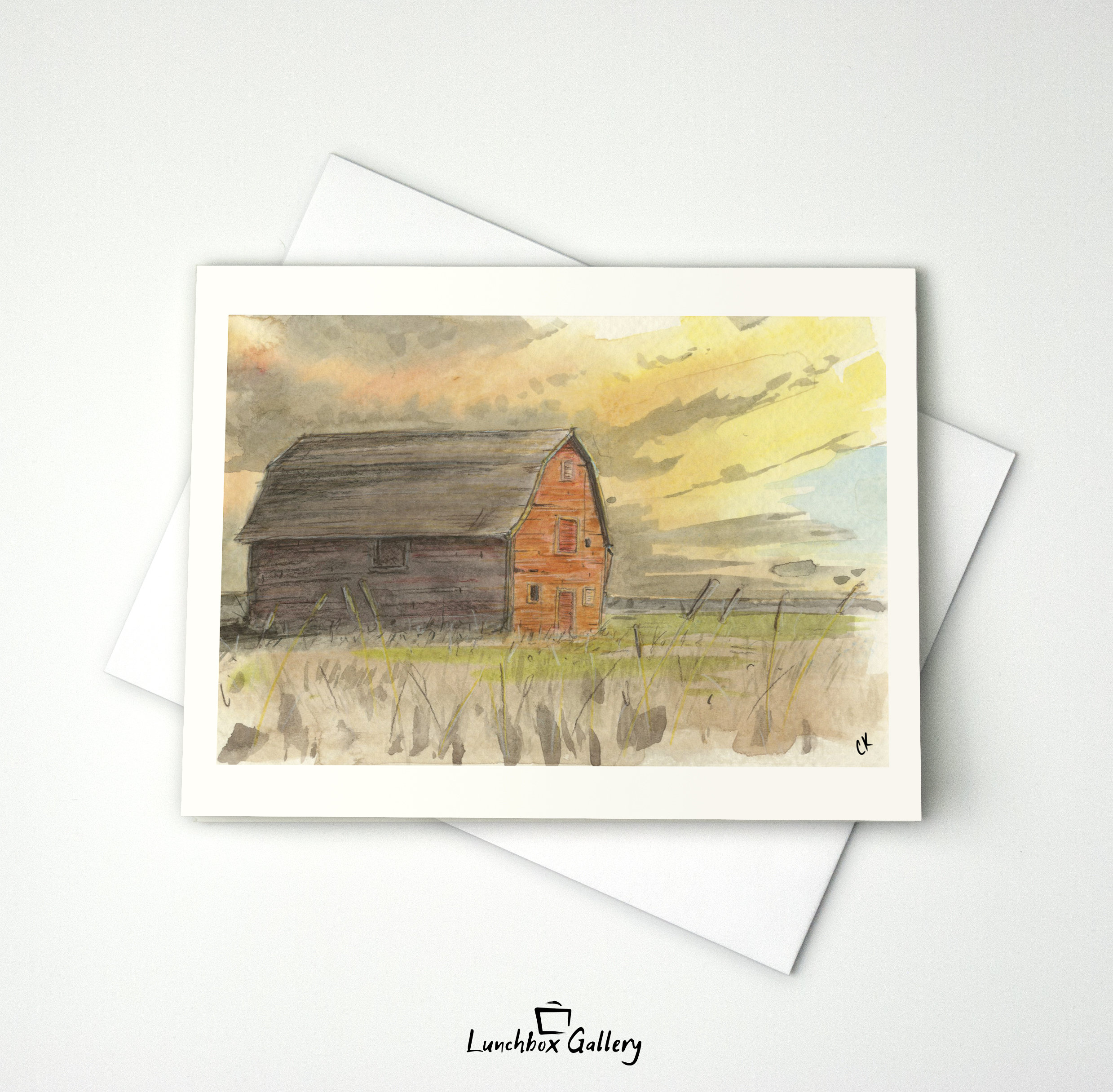 Midwest Farm Barn Sunset Notecard Set Blank Stationery Thank You Cards ...