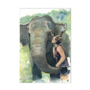 Elephant Wildlife Wall Art Watercolor Painting Print