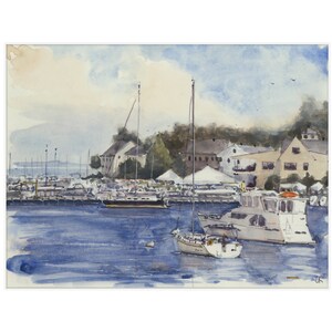 Yacht Club Boat Wall Art Watercolor Painting Print